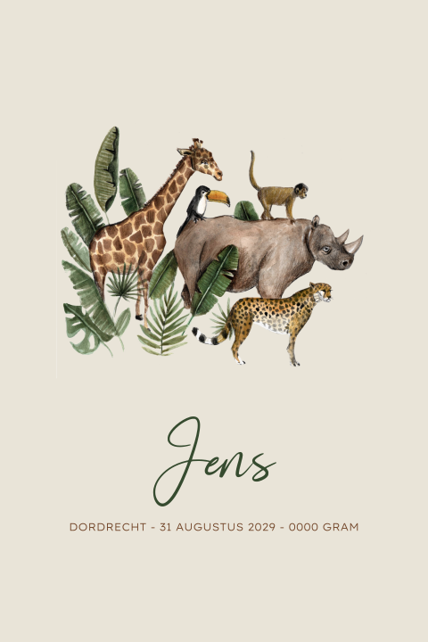Poster voor de kinderkamer met jungle dieren