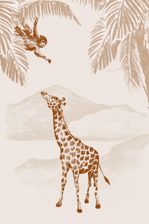 Jungle poster voor de kinderkamer in een roestbruine vintage stijl