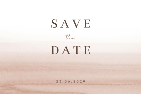 Save the date kaart met roze waterverf strepen